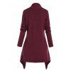 Cable Knit  Open Front Buckle Asymmetric Cardigan - DEEP RED XXL
