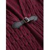 Cable Knit  Open Front Buckle Asymmetric Cardigan - DEEP RED XXL