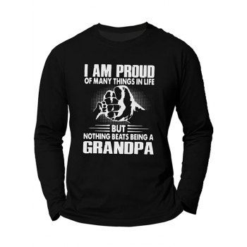

Fist Slogan Print T Shirt Graphic T Shirt Round Neck Long Sleeve Tee, Black