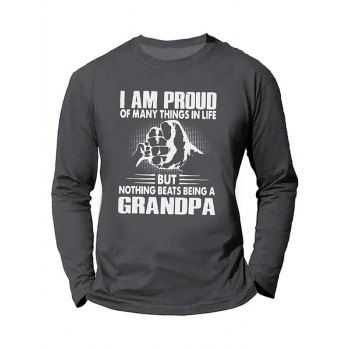 

Fist Slogan Print T Shirt Graphic T Shirt Round Neck Long Sleeve Tee, Gray