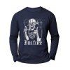 T-shirt D'Halloween Lettre Graphique Crâne Imprimé Manches Longues à Col Rond - Gris 3XL