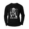 T-shirt D'Halloween Lettre Graphique Crâne Imprimé Manches Longues à Col Rond - Gris 3XL