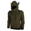 Kangaroo Pocket Long Sleeve Pullover Hoodie And Contrast Side Leisure Jogger Pants Casual Outfit - DEEP GREEN M
