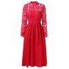 Robe de Mariée Panneau en Dentelle à Manches Longues - Rouge M
