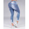 Casual Jeans Zipper Fly Light Wash Solid Color Pockets Ripped Long Skinny Denim Pants - LIGHT BLUE XL