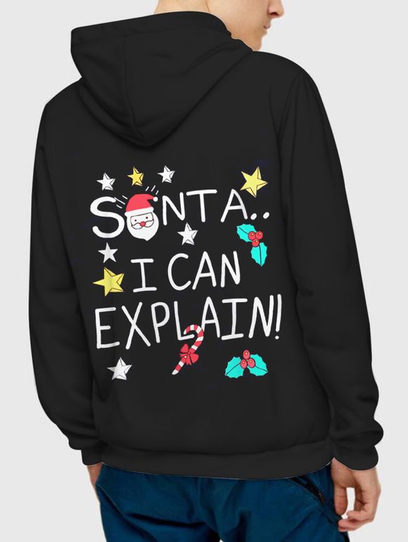 Sweat à Capuche à Imprimé Slogan Père Noël Etoile avec Poches à Manches Longues - multicolor S