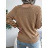 Pull en Tricot à Câble Boutonné à Manches Raglan à Col Rond - café 2XL