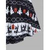 Pumpkin Witch Geometric Graphic Halloween Knit Dress Fuzzy Cold Shoulder Long Sleeve Knitted Midi Dress - BLACK XXXL