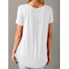 Plain Color T Shirt Curved Hem Short Sleeve Casual T-shirt A-quarter-Button Tee - WHITE S