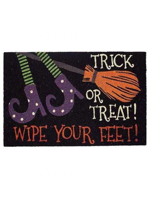 Trick Or Treat Boom Slogan Print Halloween Non Sip Floor Door Bathroom Area Rug