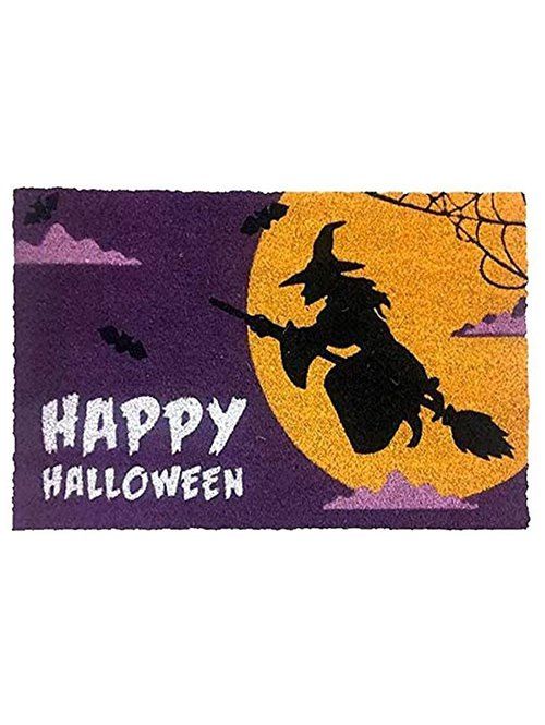 Halloween Witch Moon Letter Print Anti Slip Floor Door Bathroom Home Area Rug - multicolor 