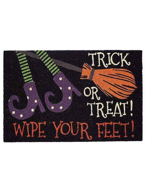 Trick Or Treat Boom Slogan Print Halloween Non Sip Floor Door Bathroom Area Rug - multicolor 