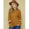 Colorblock Drop Shoulder Sweater Crew Neck Long Sleeve Pullover Sweater - COFFEE M