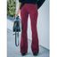 Pantalon Long Zippé Evasé en Couleur Unie à Taille Haute avec Poche - Rouge 2XL