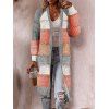 Cardigan Texturé Ouvert en Avant en Couleur Contrastée à Manches Longues - multicolor 2XL