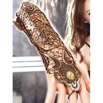 

Vintage Hollow Out Lace Party Arm Gloves, Golden