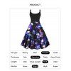 Plus Size Dress Gothic Dress Skull Flower Butterfly Print High Waisted Twisted Ring A Line Midi Dress - DEEP BLUE 5X