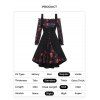 Plus Size Halloween Dress Pumpkin Skull Bat Cat Print Ruffle A Line Mini Dress And Lace Up Slit Tank Top Set - BLACK L