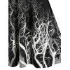 Tree Branch Pattern Hooded Lace-up Sweater Dress - BLACK XXXL