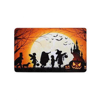 

Halloween Night Pumpkin Characters Bat Print Anti Slip Mat, Multicolor