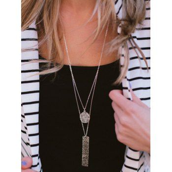 

Trendy Geometric Layered Necklace, Silver