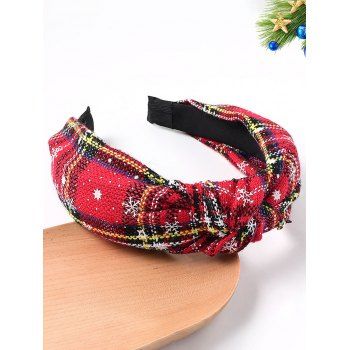 

Christmas Hairband Plaid Print Snowflake Knotted Hairband, Red