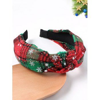 

Christmas Hairband Plaid Print Snowflake Knotted Hairband, Multicolor b