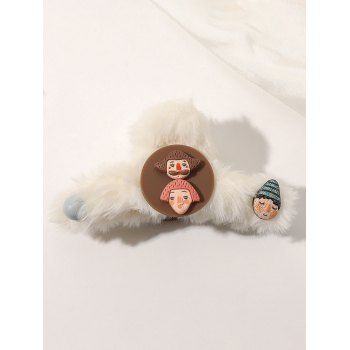 

Faux Fur Cute Pattern Trendy Hair Claw, White