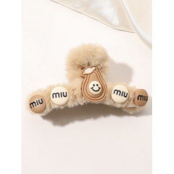 

Faux Fur Cute Pattern Trendy Hair Claw, Light coffee