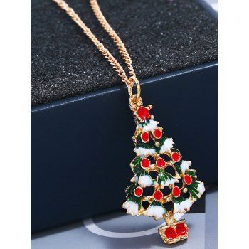

Christmas Tree Pendant Alloy Chain Necklace, Multicolor