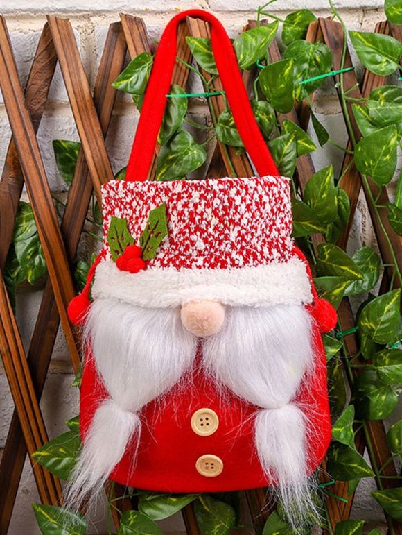Sac de Cadeau Suspendu Chaussette de Noël à Père Noël Agrémenté - Rouge 