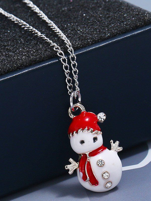 Christmas Snowman Pendant Alloy Chain Necklace - multicolor 