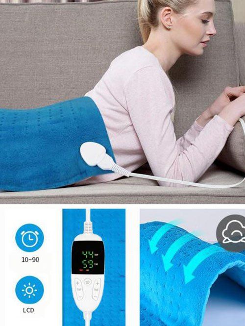 Washable UK Plug Electric Heating Blanket Person Care Heater Pad With Detachable Connector - LIGHT BLUE 