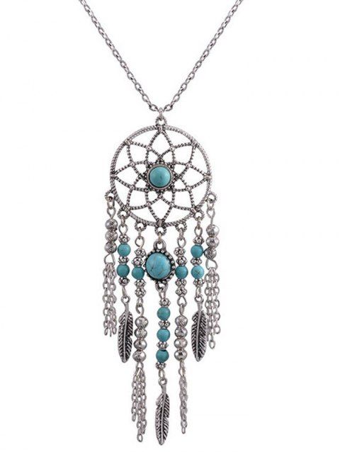 Bohemian Dream Catcher Necklace Faux Turquoise Ethnic Style Necklace