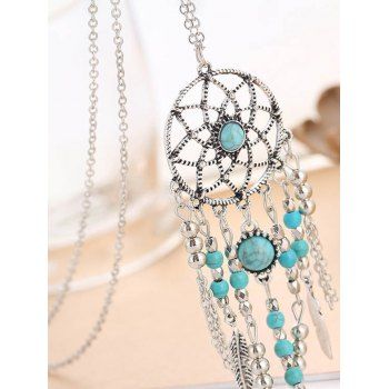 Bohemian Dream Catcher Necklace Faux Turquoise Ethnic Style Necklace