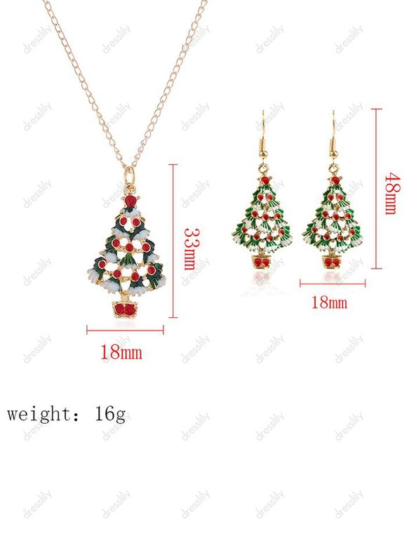 Ensemble de Boucles D'Oreilles et de Collier Sapin de Noël Coloré Pendant - multicolor 