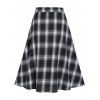 Cold Shoulder Chain Detail Buckle Strap T Shirt And Plaid Print Lace Up Split Skirt Casual Outfit - BLACK S
