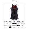 Plus Size Gothic Dress Contrast Colorblock Lace Up Butterfly Sleeve Mesh Overlay A Line Midi Dress - RED 5XL