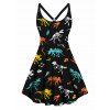 Plus Size Dress Colored Skeleton Dinosaur Print Cut Out High Waisted A Line Mini Dress