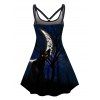 Plus Size & Curve Dress Halloween Black Cat Galaxy Moon Tree Print Mini Dress Sleeveless A Line Cami Dress - BLACK L