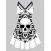 Plus Size & Curve Dress Skull Flower Print Mini Dress Sleeveless Cami Dress - BLACK L