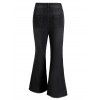Pantalon Décontracté Long Zippé à Ourlet Effrangé à Jambe Large en Denim - Noir XL