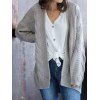 Cable Knit Sweater Textured Open Front Long Sleeve Cardigan - LIGHT GRAY 3XL