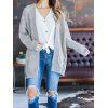 Cable Knit Sweater Textured Open Front Long Sleeve Cardigan - LIGHT GRAY 3XL