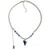 Tiny Floral Triangle Letter Pendant Adjustable Chain Necklace - DEEP BLUE 