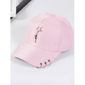 

Unisex Baseball Cap O Ring Circle Star Charms Sun Protection Solid Color Trendy Hat, Light pink