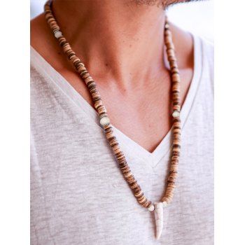 

Vintage Coconut Beads Horn Pendant Beading Necklace For Men, Light coffee