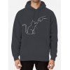 Sweat à Capuche à Imprimé Chat et Poing à Cordon avec Poche Kangourou - Gris Foncé L