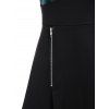 Plaid Print Asymmetric A Line Dress Zipper O Ring High Waist Backless Dress - BLACK XXXL