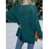 Plain Color Sweater Hollow Out Textured Zipper Slit Long Sleeve Sweater - DEEP GREEN XL